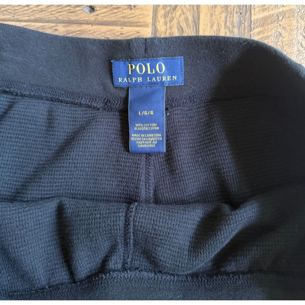 Polo Ralph Lauren Black Waffle Knit Lounge Pants Men’s Large Thermal Pajama - Picture 4 of 10